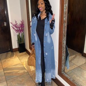 💙 Trench Distressed Denim Jacket 🧥